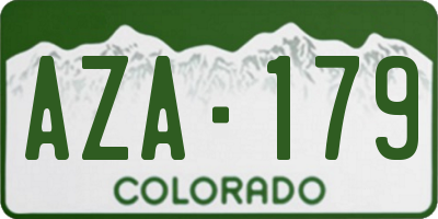 CO license plate AZA179