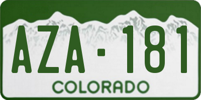 CO license plate AZA181