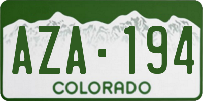 CO license plate AZA194