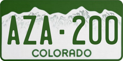 CO license plate AZA200