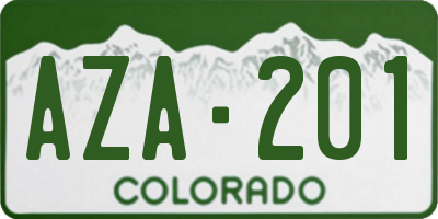 CO license plate AZA201