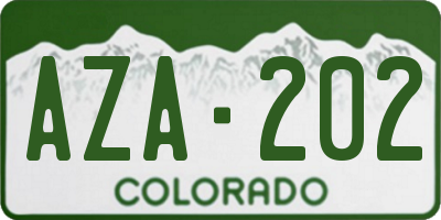 CO license plate AZA202