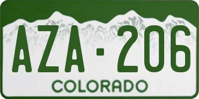 CO license plate AZA206