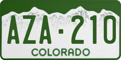 CO license plate AZA210