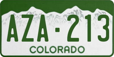 CO license plate AZA213