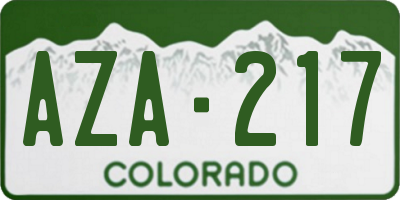 CO license plate AZA217