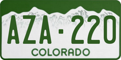 CO license plate AZA220