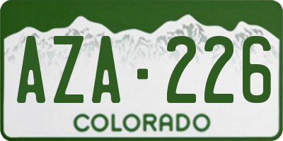 CO license plate AZA226