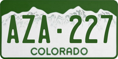 CO license plate AZA227