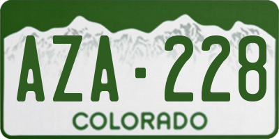CO license plate AZA228