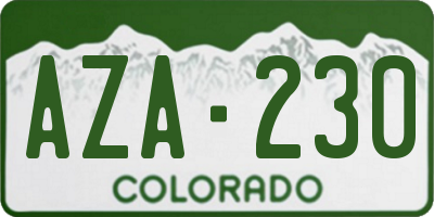 CO license plate AZA230