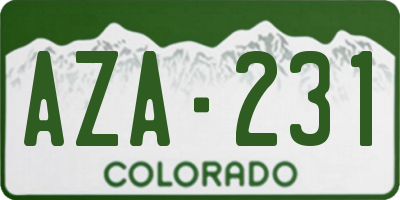 CO license plate AZA231