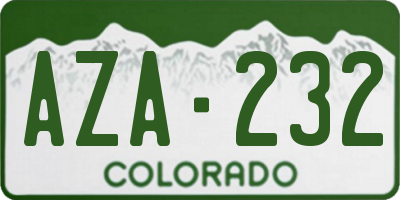CO license plate AZA232