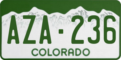 CO license plate AZA236