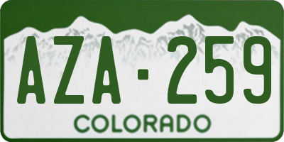 CO license plate AZA259