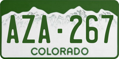 CO license plate AZA267