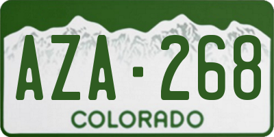 CO license plate AZA268