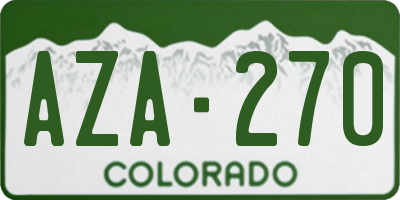 CO license plate AZA270