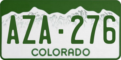 CO license plate AZA276