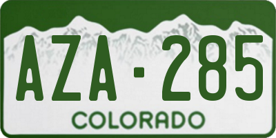 CO license plate AZA285