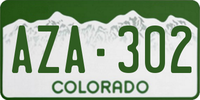 CO license plate AZA302