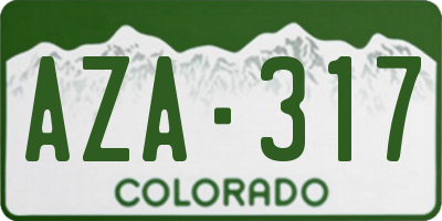 CO license plate AZA317