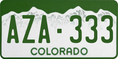 CO license plate AZA333