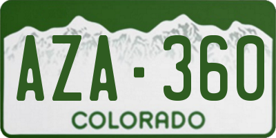 CO license plate AZA360