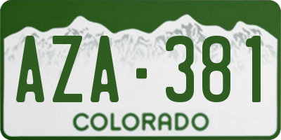 CO license plate AZA381