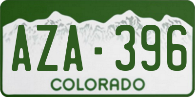 CO license plate AZA396