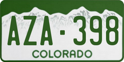 CO license plate AZA398