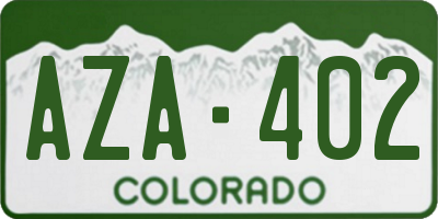 CO license plate AZA402