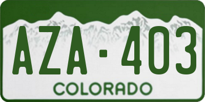 CO license plate AZA403