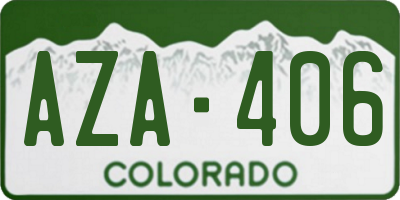 CO license plate AZA406