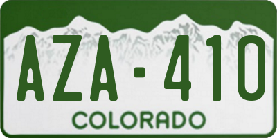 CO license plate AZA410