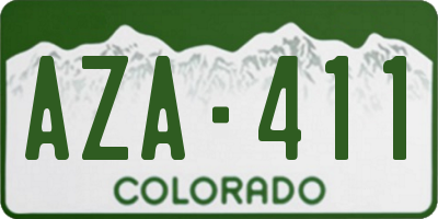 CO license plate AZA411
