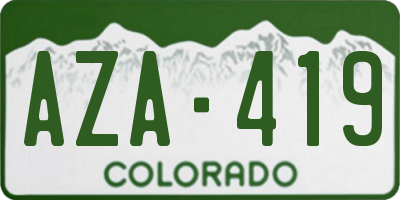 CO license plate AZA419