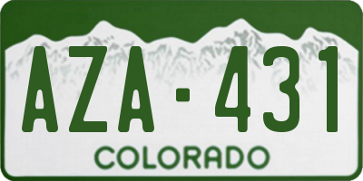 CO license plate AZA431