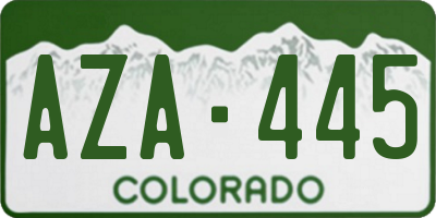 CO license plate AZA445
