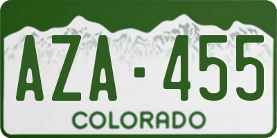 CO license plate AZA455