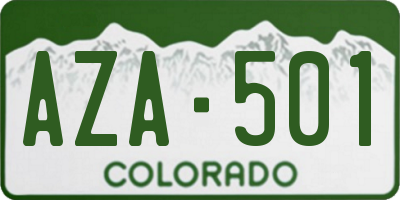 CO license plate AZA501