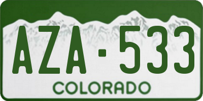 CO license plate AZA533