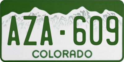 CO license plate AZA609