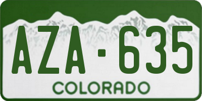 CO license plate AZA635