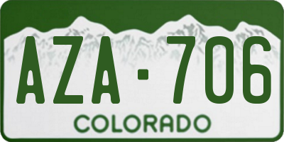 CO license plate AZA706