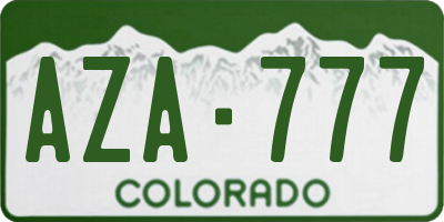 CO license plate AZA777