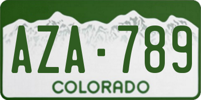 CO license plate AZA789