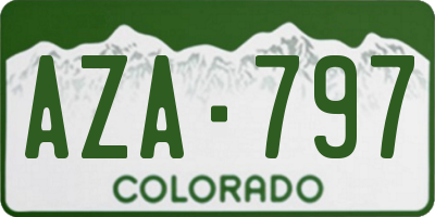 CO license plate AZA797
