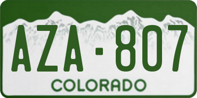 CO license plate AZA807