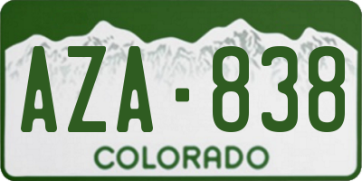 CO license plate AZA838